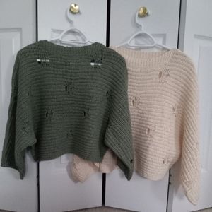 Bundle of 2 Wynne Layers by Marla Wynne Open Stitch Popover Sweaters (Sz Small)